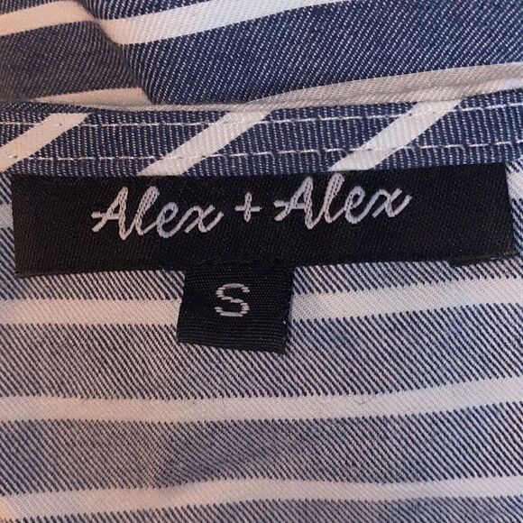 ALEX + ALEX Blue and White stripe Flax Top-S - Picture 5 of 6